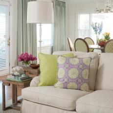 Living Room Showcases Soft Colors & Stylish Patterns