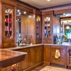 Large Home Bar with Cabinets, Counter Space and Wine Refrigerator