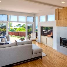 Photos Hgtv Small Living Room With Full Wall Of Windows And Modern Fireplace