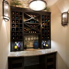 Stylish Butler's Pantry With Wine Rack Galore