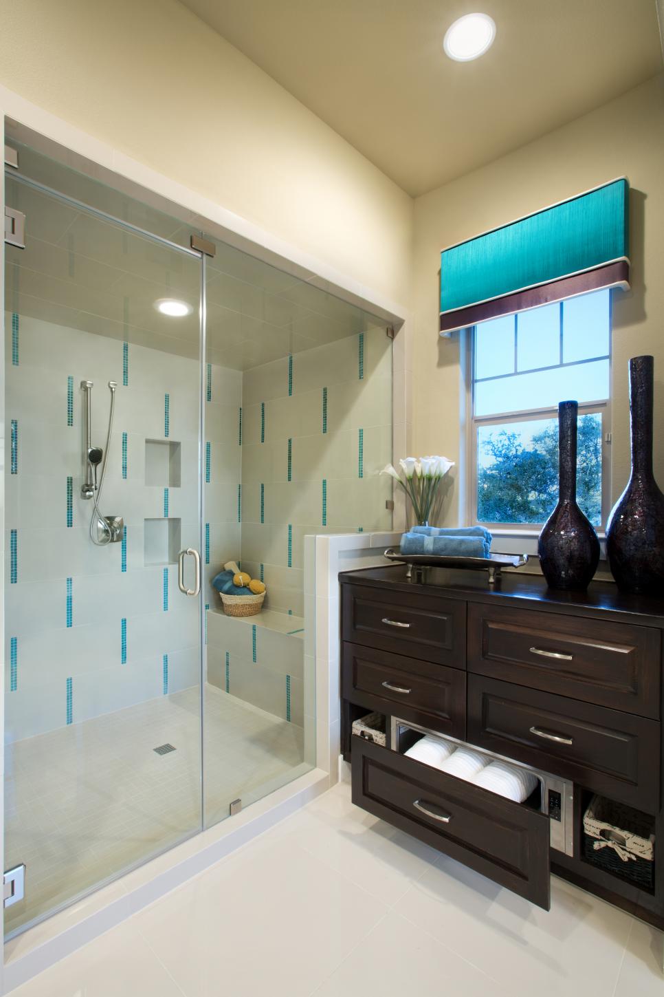 Asian-Inspired Bathroom in Turquoise and Brown | HGTV