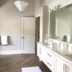 Spacious Transitional Bathroom With Floating Vanity