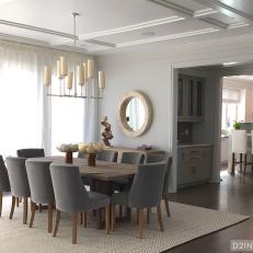 Contemporary Coastal Dining Room With Gray Chairs