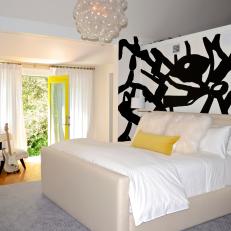 Master Bedroom Boasts Striking Black & White Accent Wall