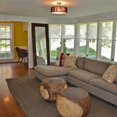 Comfortable Family Room Feels Earthy, Natural