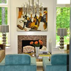Living Room Features Midcentury Modern Furnishings