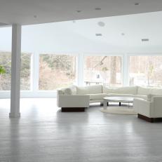 Minimalist Living Room Boasts Rounded Sofa