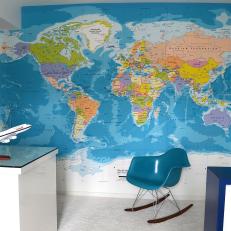 Wallpaper World Map Incites Creativity in Kid's Room