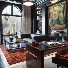 Eclectic Office With Luxurious Furnishings