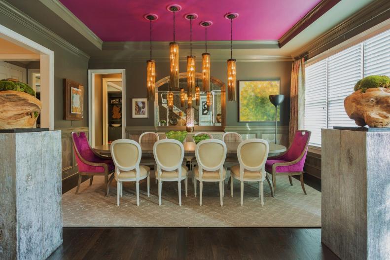 Gray and Pink Dining Room