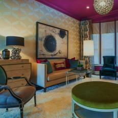 Multicolored Eclectic Living Room With Mixed Patterns