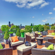 Rooftop Deck With Wicker Furniture