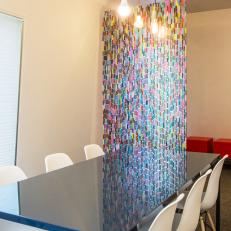 Navy Conference Table and Rainbow Mosaic Panel