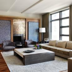 Neutral Contemporary Living Room With White Coffee Table