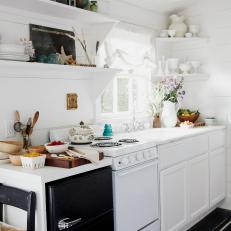 Bright, Country-Style Kitchen With Open Shelving
