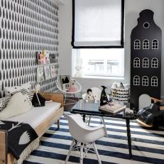 Sophisticated Black and White Girl's Bedroom