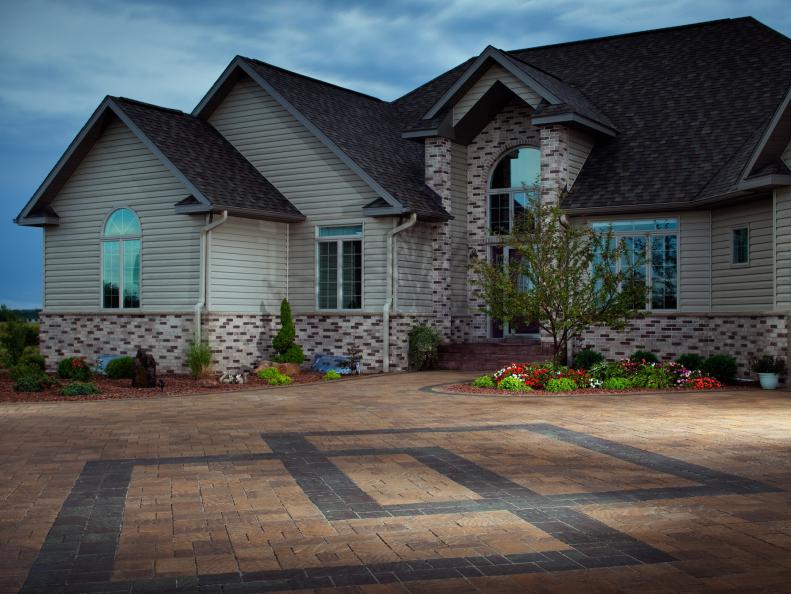 Geometric Design Paver Driveway