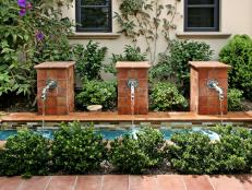 Terra Cotta Fountains in Mediterranean Outdoor Space