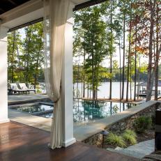 Covered Porch Overlooking Pool & Lake