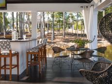 Dining Area & Bar on Elevated, Lakeside Deck