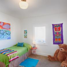 Multicolored Kids Bedroom With Big Teddy Bear