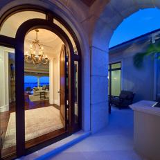 Open, Arched Entrance to Mediterranean Home