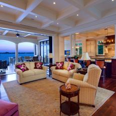 Open Concept Living Area With Waterfront View