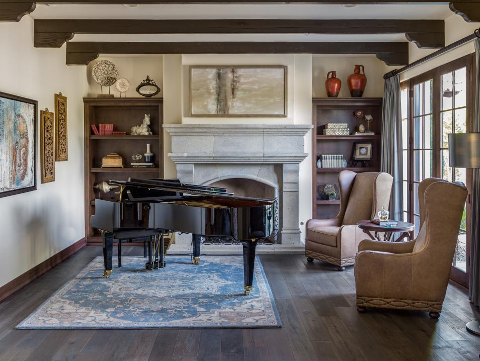 20 Room Designs With A Piano, Baby Grand Piano On Hardwood Floor