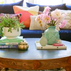 Accent Pillows and Coffee Table