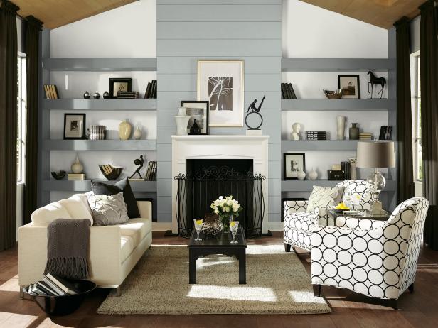 grey color for accent walls in living room