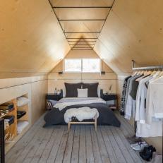 Neutral Rustic Sleeping Loft With Wood Floor