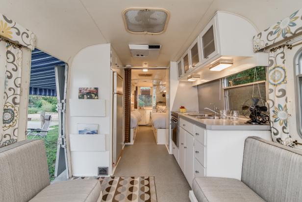 White Interior of Airstream Trailer