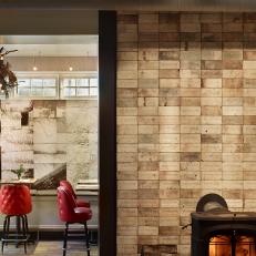 Vintage Fireplace Features Recycled Brick Surround