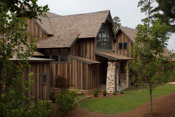Brown Rustic Exterior With Shingle Roof & Wood Siding