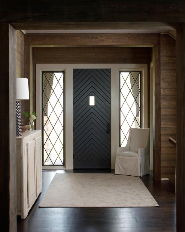 Contemporary Entryway With Chevron Front Door | HGTV