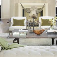 Serene Living Room Features Mounted Animal Head
