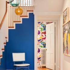 Classic Foyer Features Fun Splashes of Vibrant Color