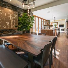 Walnut Table Continues Natural Theme in Dining Room