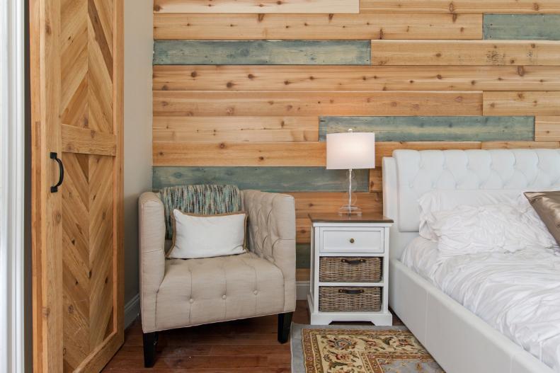 Mixed Wood Textures in Beach House Master Bedroom