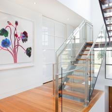 Artwork Creates Visual Interest in Sleek Stairwell