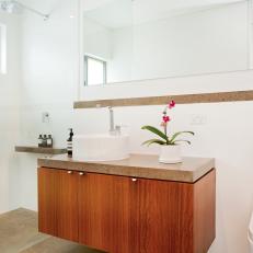 Modern Bathroom With Floating Wood Vanity