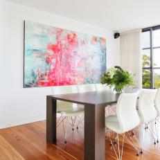 Artwork Adds Lively Color to Modern Dining Room