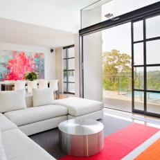 Custom Rug Adds Splash of Color to Modern Living Room
