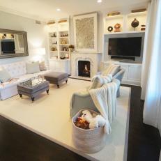Cozy Sitting Room with Marble Fireplace