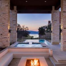 Covered Patio with Infinity Pool, Spa and Firepit