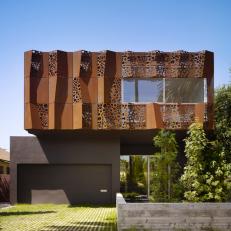 Modern Home Exterior Boasts Weathered Steel Panels