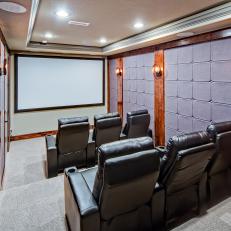 Gray Home Theater With Black Recliners