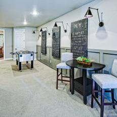 Gray Game Room With Blackboards