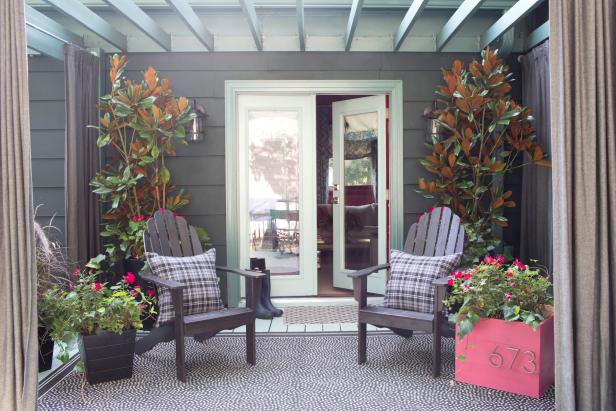 Pair of Adirondack Chairs on Fall-Inspired Porch