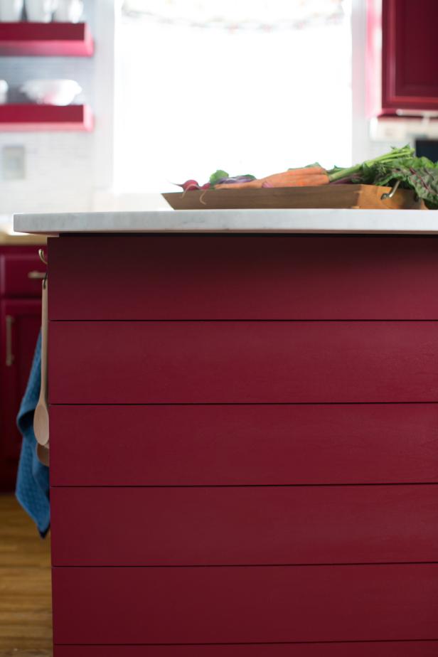 Shiplap Sided Red Kitchen Island Hgtv